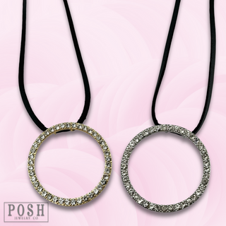 Round rhinestone pendant necklace - LC