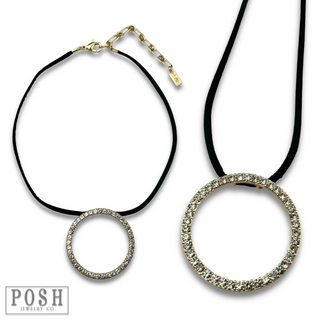 Round rhinestone pendant necklace - LC