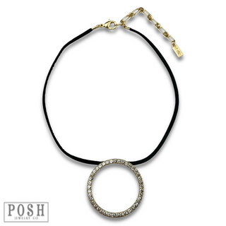 Round rhinestone pendant necklace - LC