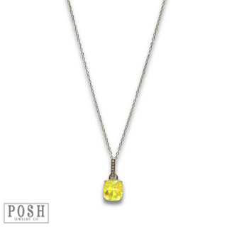 Large yellow rhinestone solitaire necklace - LC