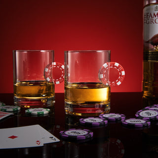 Poker Chip Whiskey Wine Glasses Set Of 2 Up The Ante Stuck In The Glass Poker Chip Cocktail Glasswar
