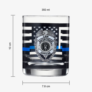 Police Whiskey Glasses Set Of 2 12 Oz Old Fashioned Liquor Glasses American Flag Blue Line Fire Figh