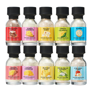 Gourmet Popcorn Seasoning Sampler Kit 10 Flavor Variety Pack Including Kettle Corn Garlic Parmesan B