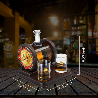 Casino Roulette Whiskey Decanter For Men Husband Him 67 6 Oz Decanter With 2 X 10OZ Dice Whiskey Gla