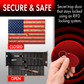 Tactical Rustic Hidden American Flag Gun Storage With Trap Door Wall Storage 35 X 22 5 Firearm Magaz