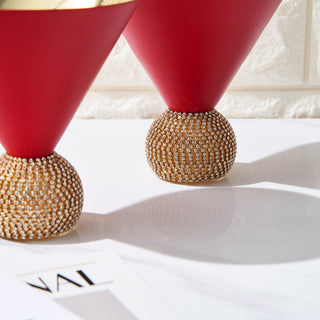 Diamond Studded Martini Glasses Set Of 2 Matte Red Gold Modern Cocktail Glass Rhines