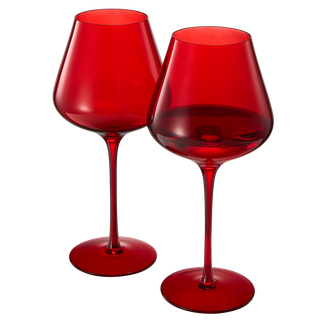 Crystal Christmas Holiday Red Colored Crystal Wine Glass Set Of 2 Gift For Hosting Her Wife Mom Frie