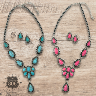 Western stone concho necklace set