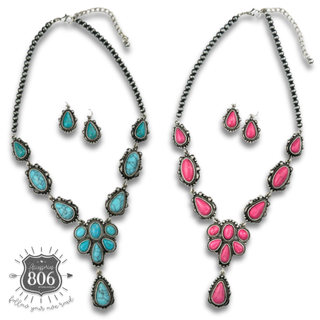 Western stone concho necklace set