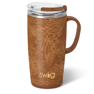 Saddle Stitch Cognac Travel Mug 22oz