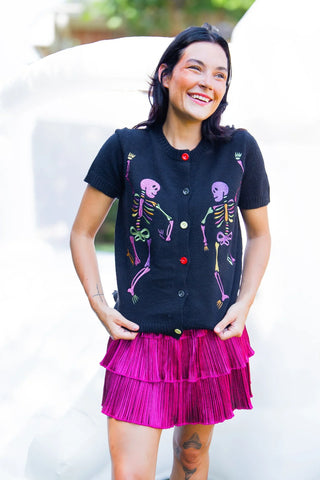 Dancing Skeletons Halloween Cardigan