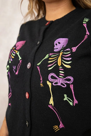 Dancing Skeletons Halloween Cardigan