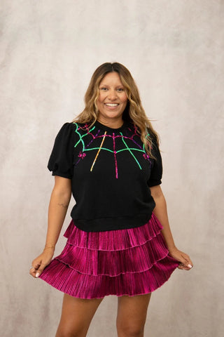 Spider Web Halloween Puff Sleeve Tee