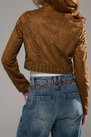 Azalea Wang SILZA-BROWN MOTO JACKET