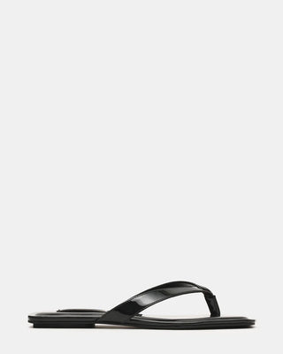 Trella Black Patent Square-Toe Thong