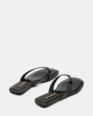 Trella Black Patent Square-Toe Thong