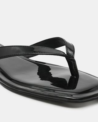 Trella Black Patent Square-Toe Thong