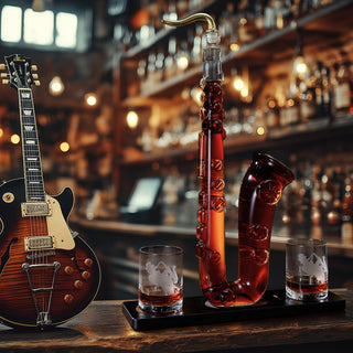 Saxophone Whiskey Wine Decanter 34 Oz Decanter Set With Two 10 Oz Whisky Glasses Bourbon Scotch Liqu