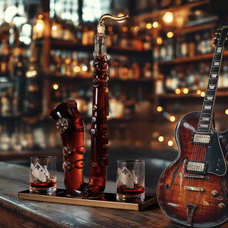 Saxophone Whiskey Wine Decanter 34 Oz Decanter Set With Two 10 Oz Whisky Glasses Bourbon Scotch Liqu