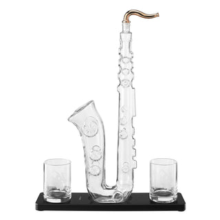 Saxophone Whiskey Wine Decanter 34 Oz Decanter Set With Two 10 Oz Whisky Glasses Bourbon Scotch Liqu