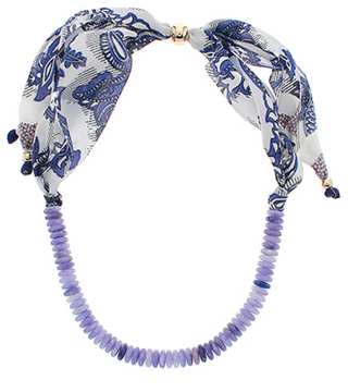 Scarf and Bead Necklace - Blue