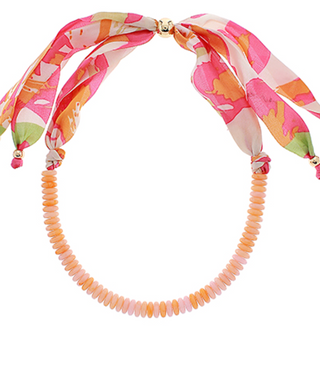 Scarf and Bead Necklace - Pink
