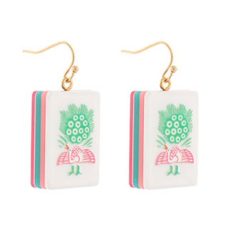 Mahjong Tile Earrings - Bird Bam