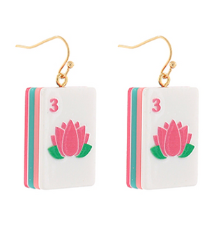 Mahjong Tile Earrings - Flower