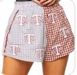 QOS Licensed Texas A&M Colorblock Gingham Mascot Cotton Short