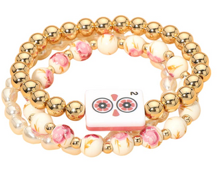 Mahjong Triple Flower Bracelet - 2 Dot