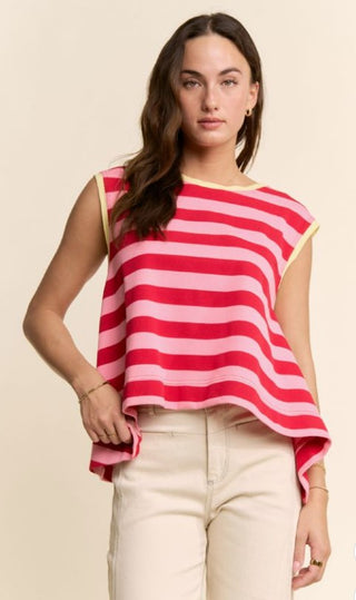 Breezy Striped Tank Top - Pink