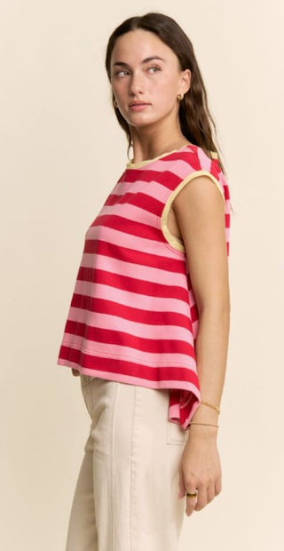 Breezy Striped Tank Top - Pink