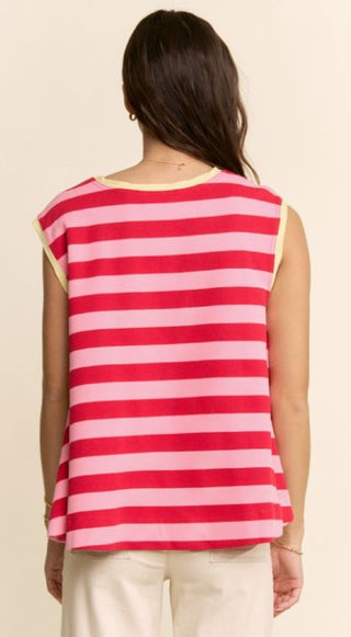 Breezy Striped Tank Top - Pink