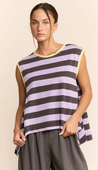 Breezy Striped Tank Top - Purple