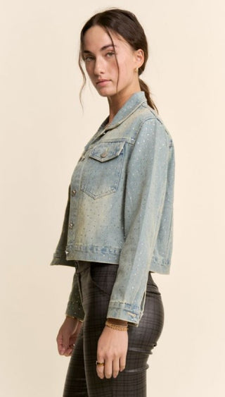 Shimmer Storm Cropped Jean Jacket