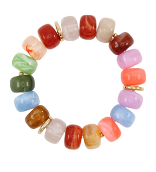 Bauble Bead with Gold Ball Stretch Bracelet - Multi