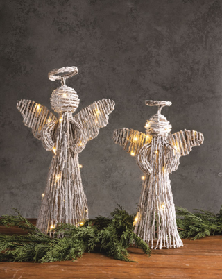 Light-Up Rattan Angels - Assorted Sizes