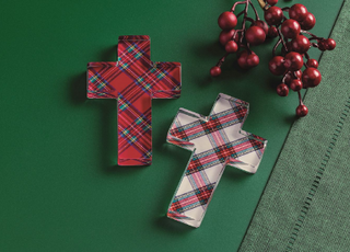 Acrylic Block Tartan Crosses - Assorted Colors