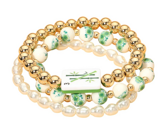 Mahjong Triple Flower Bracelet - 3 Bamboo