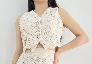 Natural Crochet Linen Vest