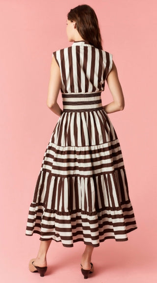Coastal Cocoa Stripe Maxi Dress