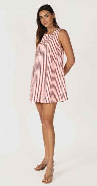 Red Ribbon Scallop Mini Dress