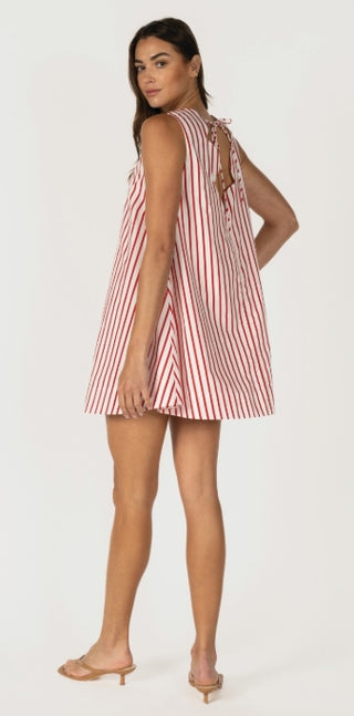 Red Ribbon Scallop Mini Dress