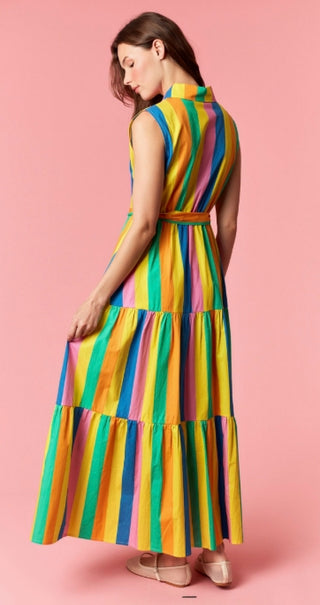 Rainbow Breeze Tiered Maxi Dress