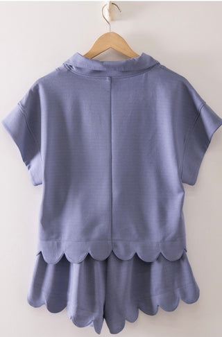 Weekend Warrior Scallop Set - Denim Blue