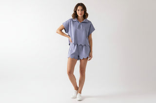 Weekend Warrior Scallop Set - Denim Blue