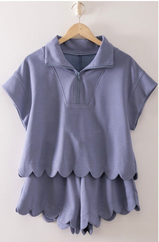 Weekend Warrior Scallop Set - Denim Blue