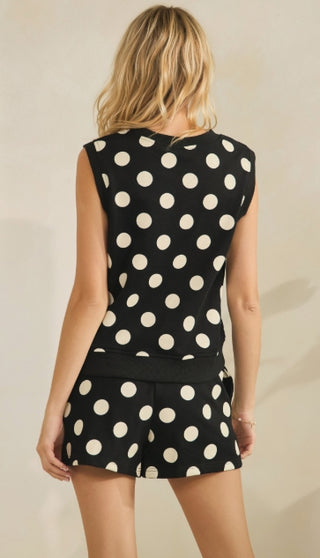 Cozy Chic Polka Dot Short Set - Black