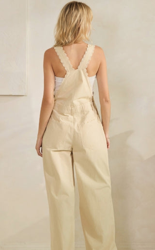 Ivory Whisper Embroidered Overalls