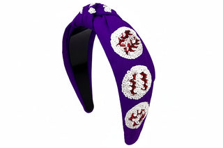 Baseball Knot Headband - Sequin Purple